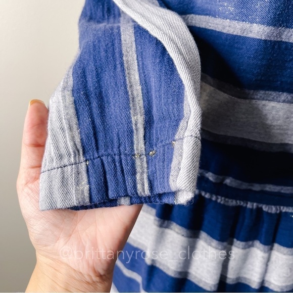 ACE & JIG Kyoto Blue Gray Metallic Stripe Drawstring Dress - Picture 6 of 6